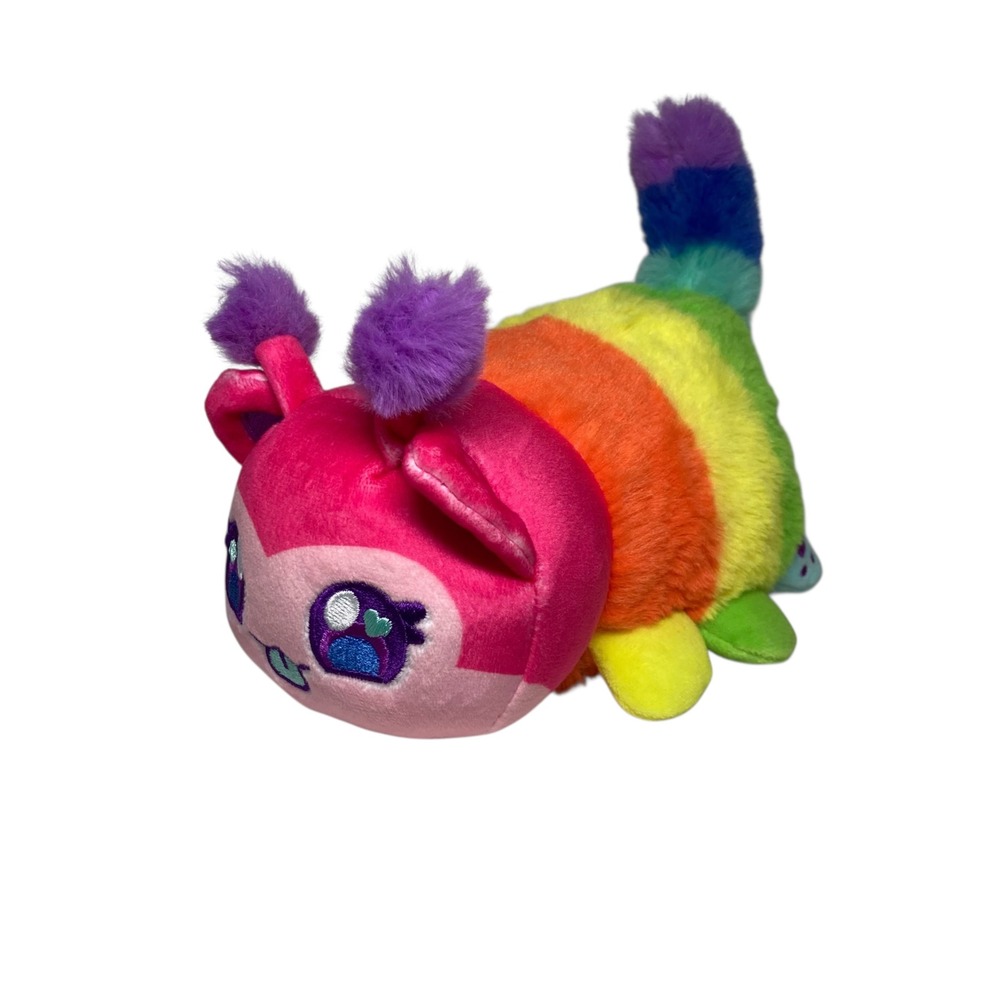 Aphmau Rainbow Cat Caterpillar 6" Plush Bonkers Toy Pink Green Yellow 2024